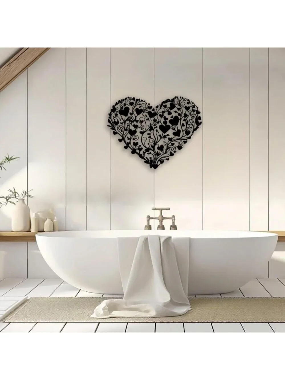 Heart Flower Metal Wall Art - Love Decor for Living Room, Bedroom, Office & More